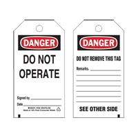 Lockout Tags, Plastic, 3" W x 5-3/4" H, English Sécurité Médic