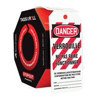 Tags By-The-Roll Lockout Tags, Plastic, 3" W x 6-1/4" H, French Sécurité Médic
