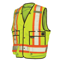 Surveyor Safety Vest, High Visibility Lime-Yellow, X-Large, Polyester Sécurité Médic