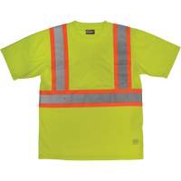 Short-Sleeved Safety T-Shirt with Pocket, Polyester, Large, High Visibility Lime-Yellow Sécurité Médic