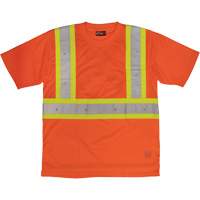 Short-Sleeved Safety T-Shirt with Pocket, Polyester, Large, High Visibility Orange Sécurité Médic