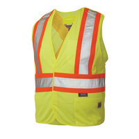 5-Point Tearaway Safety Vest, High Visibility Lime-Yellow, Large/X-Large, Polyester Sécurité Médic