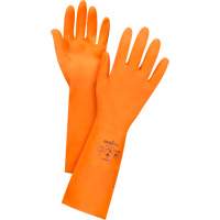 Premium Orange Chemical-Resistant Gloves, Size Small/7, 13" L, Rubber Latex, Flock-Lined Inner Lining, 28-mil Sécurité Médic