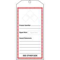 GHS Jumbo Safety Tag, Cardstock, 3-7/8" W x 8-1/2" H, English Sécurité Médic