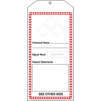 GHS Jumbo Tags, Cardstock, 3-7/8" W x 8-1/2" H, English Sécurité Médic