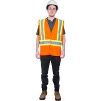 Traffic Safety Vest, High Visibility Orange, 2X-Large, Polyester Sécurité Médic
