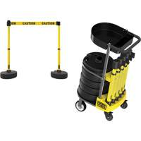 Chariot de transport avec plateau pour barri&egrave;re PLUS, 75' lo, M&eacute;tal, Jaune Sécurité Médic