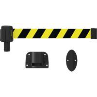 PLUS Wall Mount Barrier System, Plastic, Screw Mount, 15', Black and Yellow Tape Sécurité Médic