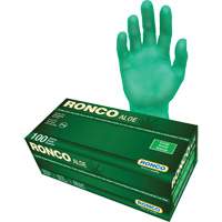 Gants jetables avec alo&egrave;s, Grand, Vinyle, 5 mils, Sans poudre, Vert Sécurité Médic