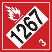 1267 Petroleum Crude Oil Flammable Liquid TDG Placard, Adhesive Vinyl Sécurité Médic
