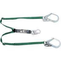 V-Series Lanyard, 6', Rebar Hook Center, Snap Hook Leg Ends, Polyester Sécurité Médic