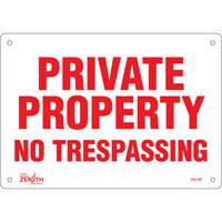 Enseigne Private Property, 7" x 10", Plastique, Anglais Sécurité Médic