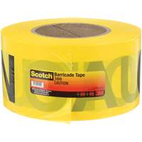 Ruban pour barri&egrave;res pour services publics souterrains Scotch, Anglais, 3" la x 1000' lo, 2 mils, Noir sur jaune Sécurité Médic