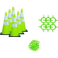 Traffic Cone & Chain Kit, 28", Green, 4" & 6" Reflective Collar(s) Sécurité Médic