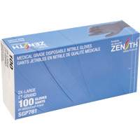 Gants jetables de calibre m&eacute;dical r&eacute;sistants &agrave; la perforation, 2T-Grand, Nitrile, 5 mils, Sans poudre, Noir, Classe 2 Sécurité Médic