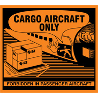 &eacute;tiquettes de manutention Cargo Aircraft Only, 4-3/4" lo x 4-1/4" la, Orange Sécurité Médic