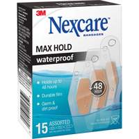 Nexcare Max-Hold Waterproof Bandages, Assorted, Plastic, Sterile Sécurité Médic