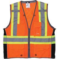 Surveyor Safety Vest, High Visibility Orange, Large, Polyester Sécurité Médic