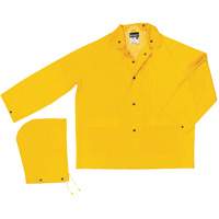 Classic Series Rain Jacket with Detachable Hood, Polyester/PVC, Large, Yellow Sécurité Médic