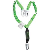 Miller&reg; StretchStop&reg; Shock-Absorbing Lanyard, 6', Locking Snap Hook Center, Locking Snap Hook Leg Ends, Polyester Sécurité Médic
