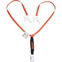 Titan Shock-Absorbing Lanyard, 6', Locking Rebar Hook Center, Locking Snap Hook Leg Ends, Polyester Sécurité Médic