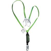 Miller&reg; HP Shock-Absorbing Lanyard, 6', Locking Rebar Hook Center, Locking Snap Hook Leg Ends, Polyester Sécurité Médic