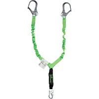Miller&reg; StretchStop&reg; Shock-Absorbing Lanyard, 6', Scaffold Hook Center, Locking Snap Hook Leg Ends, Polyester Sécurité Médic