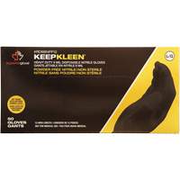 Gants jetables KeepKleen, Grand, Nitrile, 8 mils, Sans poudre, Noir Sécurité Médic