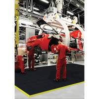 Tapis antifatigue &agrave; imbrication Cushion-Ease, Rugueux, 3' x 3' x 3/4", Noir, Caoutchouc naturel Sécurité Médic