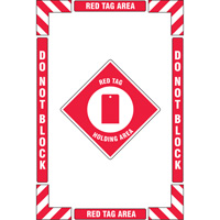 Trousse de marquage du sol ?Red Tag Holding Area? (zone de stockage des &eacute;tiquettes rouges), Adh&eacute;sif, Anglais avec pictogramme Sécurité Médic