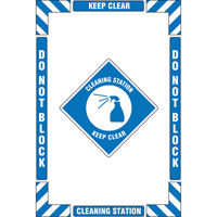 Trousse de marquage du sol ?Cleaning Station? (poste de nettoyage), Adh&eacute;sif, Anglais avec pictogramme Sécurité Médic