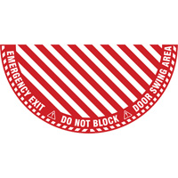 Signalisation au sol ?Emergency Exit? (sortie de secours) pour porte battante en demi-cercle, Adh&eacute;sif, Anglais avec pictogramme Sécurité Médic