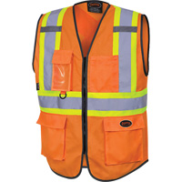 6958 Zipper Front Safety Vest, High Visibility Orange, Small, Polyester Sécurité Médic