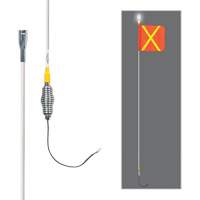 Tiges de s&eacute;curit&eacute; tout-temps de s&eacute;rie lourde avec lumi&egrave;re DEL constante Safety Whip, Fixation Ressort, Hauteur 5', Orange avec X r&eacute;fl&eacute;chissant Sécurité Médic