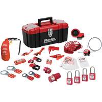 Trousse de cadenassage avec cadenas en thermoplastique de qualit&eacute; sup&eacute;rieure Zenex, Ensemble &eacute;lectrique/Vanne, 27 composants compris Sécurité Médic