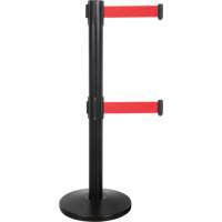 Dual Belt Crowd Control Barrier, Steel, 35" H, Red Tape, 7' Tape Length Sécurité Médic