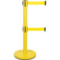 Dual Belt Crowd Control Barrier, Steel, 35" H, Yellow Tape, 7' Tape Length Sécurité Médic