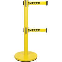 Dual Belt Crowd Control Barrier, Steel, 35" H, Yellow Tape, 7' Tape Length Sécurité Médic