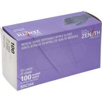 Gants jetables de calibre m&eacute;dical, 2T-Grand, Nitrile, 6 mils, Sans poudre, Noir, Classe 2 Sécurité Médic