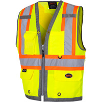 6673 Veste d'arpenteur au dos en maille avec fermeture &agrave; glissi&egrave;re, Jaune lime haute visibilit&eacute;, Petit, Polyester Sécurité Médic