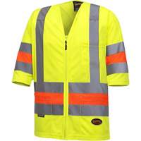 6019 Chandail de circulation &agrave; manches courtes  Qu&eacute;bec, Polyester, T-petit, Jaune lime haute visibilit&eacute; Sécurité Médic