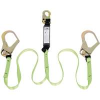 SA-54022-6 Shock Absorbing Lanyard, 6', Rebar Hook Center, Snap Hook Leg Ends, Polyester Sécurité Médic