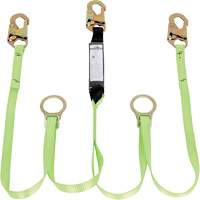 SA-54055-6 Shock Absorbing Lanyard, 6', Snap Hook Center, Snap Hook Leg Ends, Polyester Sécurité Médic