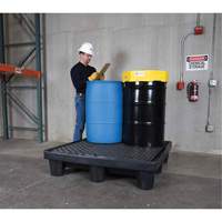 Ultra-Spill Pallet mod&egrave;le &eacute;conomique, 4 barils, Capacit&eacute; de d&eacute;versement 66 gal. US, 53" x 53" x 11,8" Sécurité Médic