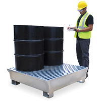 4-Drum Steel Ultra-Spill Pallet&reg;, 68 US gal. Spill Capacity, 49.1" x 47.1" x 10.9" Sécurité Médic