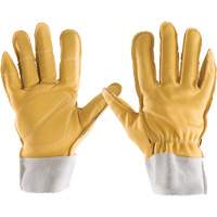 All-Leather Gloves, 7/Small, Grain Leather Palm, Elastic Cuff Sécurité Médic
