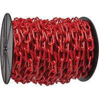 Heavy-Duty Plastic Safety Chain, Red, 2" Link, 100' Length Sécurité Médic
