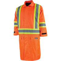Long Rain Jacket with Detachable Hood, Nylon/PVC, Small, High Visibility Orange Sécurité Médic