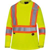 6969 Chandail de s&eacute;curit&eacute; &agrave; manches longues en il-de-perdrix pour femme, Polyester, T-petit, Jaune lime haute visibilit&eacute; Sécurité Médic