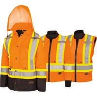 5020BBW Manteau 7 en 1 imperm&eacute;able pour femmes avec capuchon, Polyester/Polyur&eacute;thane, Orange haute visibilit&eacute;, T-petit Sécurité Médic